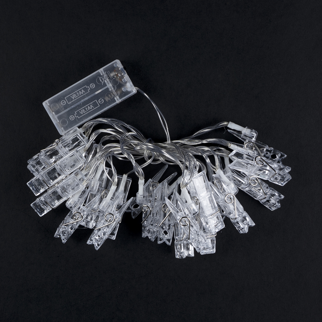 Светодиодная гирлянда Прищепки, 20 Led, IP14, 3 м. Белый, 1 шт.