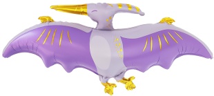 Шар (35''/89 см) Фигура, Динозавр Птеродактиль (надув воздухом), Сиреневый, 1 шт.