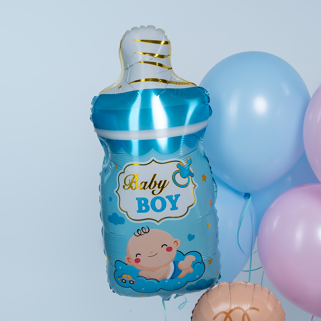 Шар (29''/74 см) Фигура, Бутылочка для мальчика, Голубой, 1 шт.