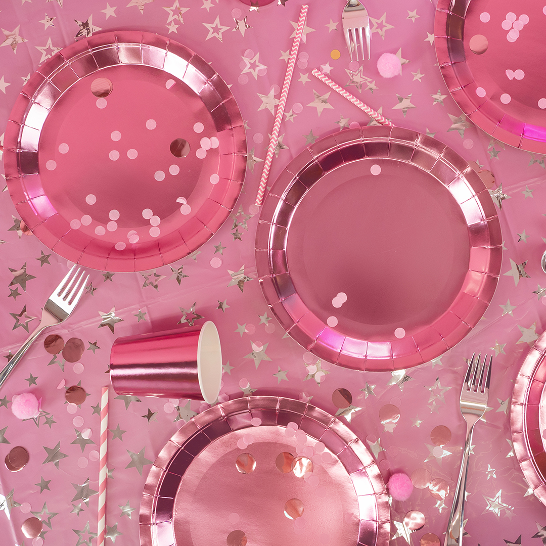 Стаканы (250 мл) Розовый, Металлик, 6 шт.