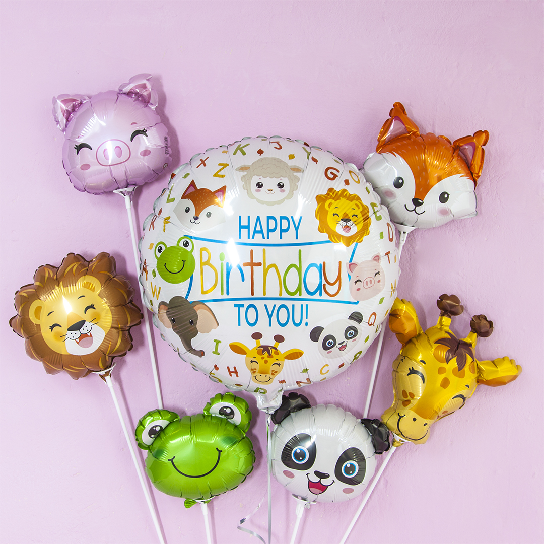 Шар (9''/23 см) Мини-фигура, Голова, Счастливый Лев, 1 шт.