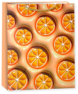 Пакет подарочный, 210гр, Фрукты Ягодки, Дизайн №2, 23*18*10 см, 1 шт.