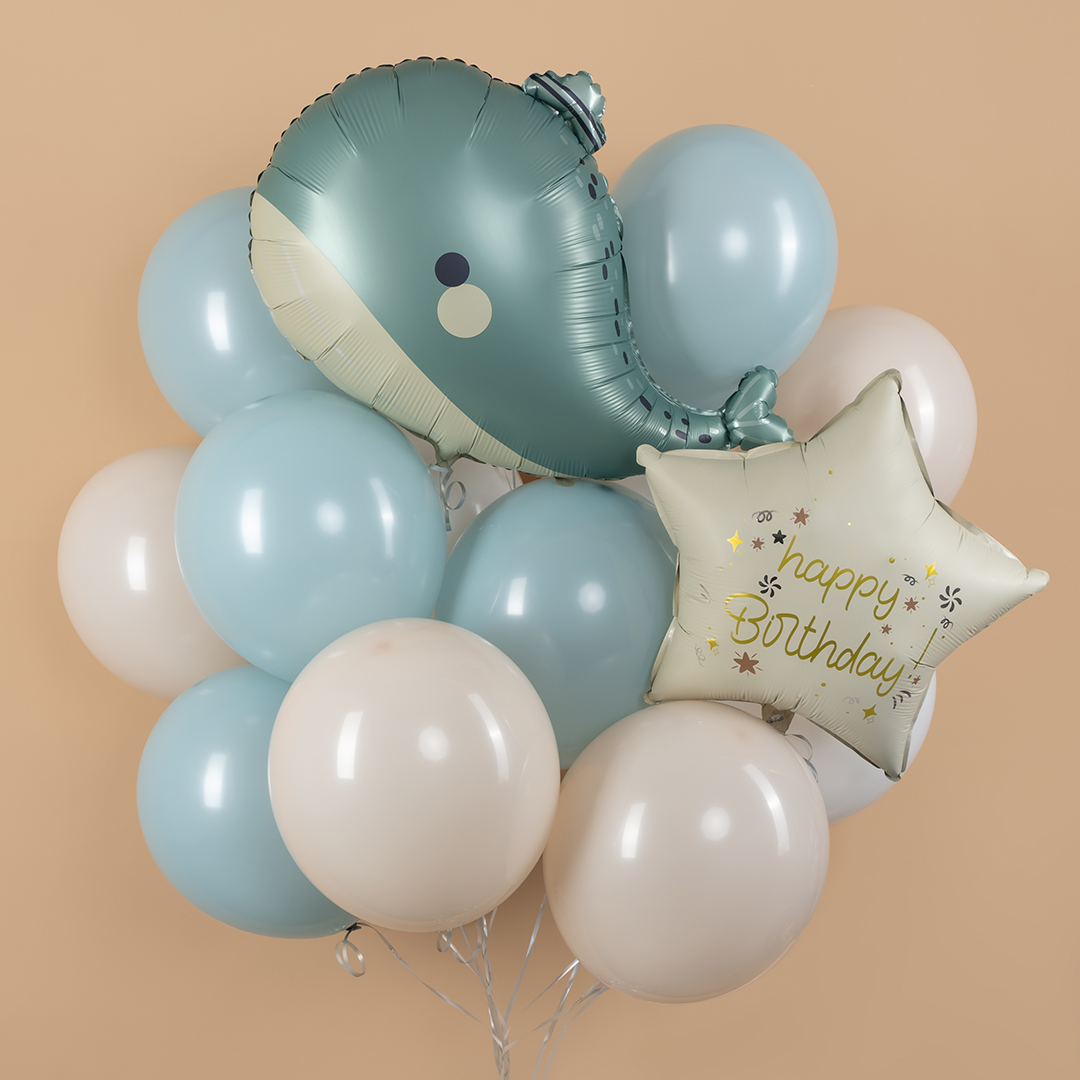 Шар (28''/71 см) Фигура, Милый кит, Сатин, 1 шт.