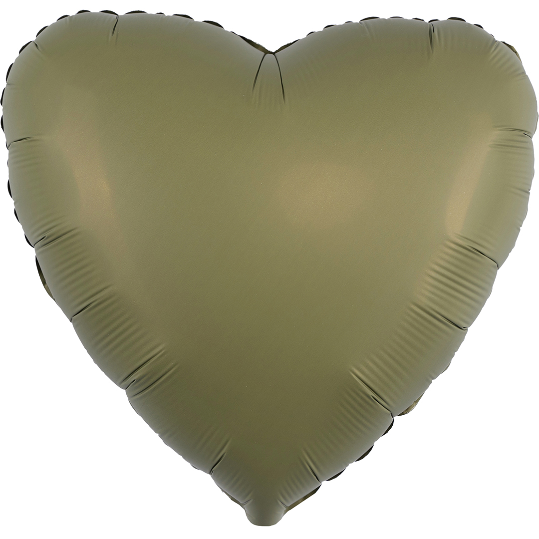 Шар (18''/46 см) Сердце, Оливковый, Матовый, 1 шт.