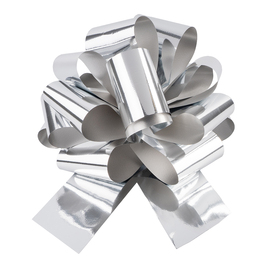 Бант Шар, Серебро, Металлик, 21 см, 1 шт. в упак. 