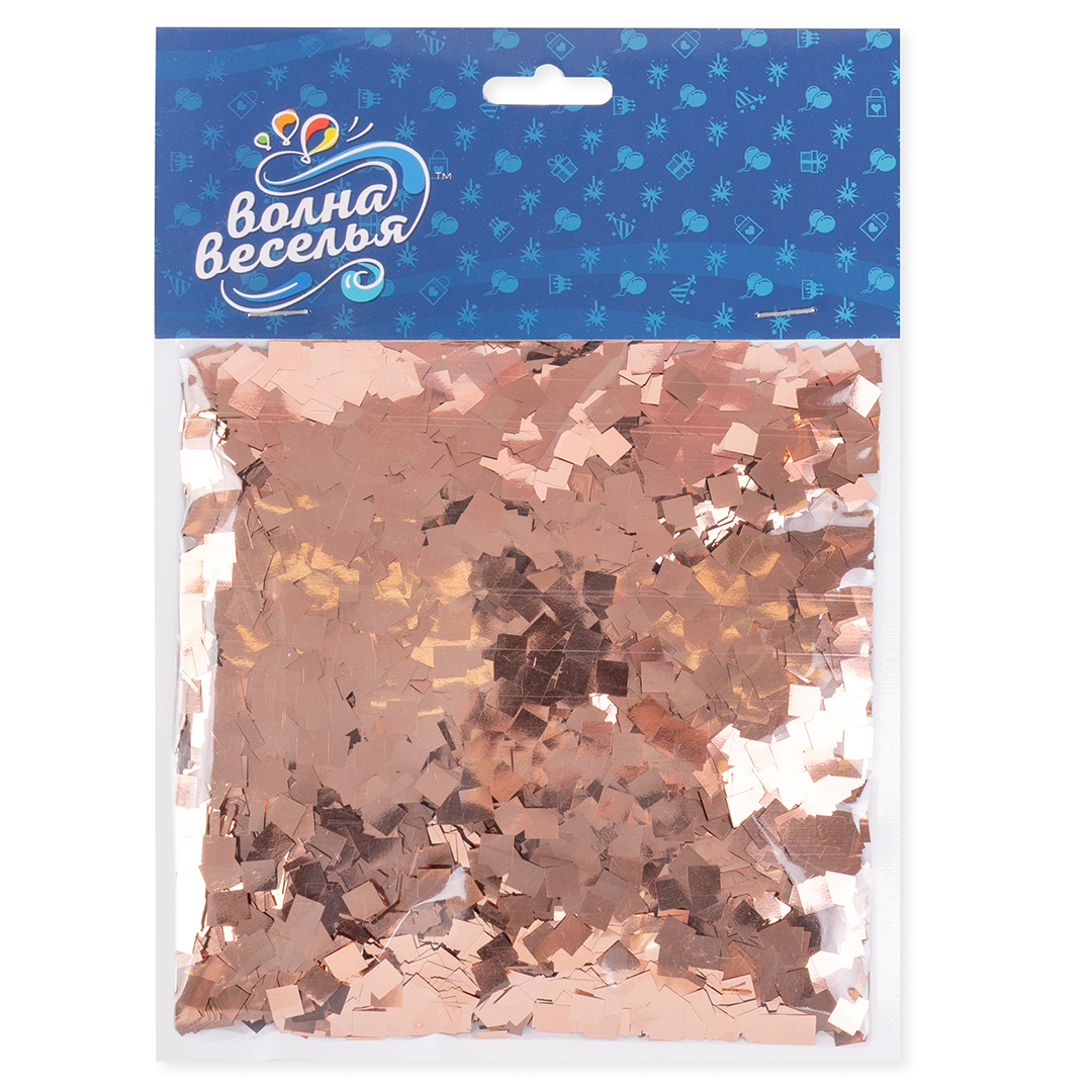Конфетти фольга Квадрат, Розовое Золото, Металлик, 0,5 см, 50 г.