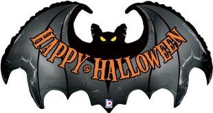 Шар (39''/99 см) Фигура, Летучая мышь на Хэллоуин, Черный, 1 шт.