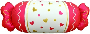 Шар (34''/86 см) Фигура, Конфета, Сердечки, Красный, Сатин, 1 шт.