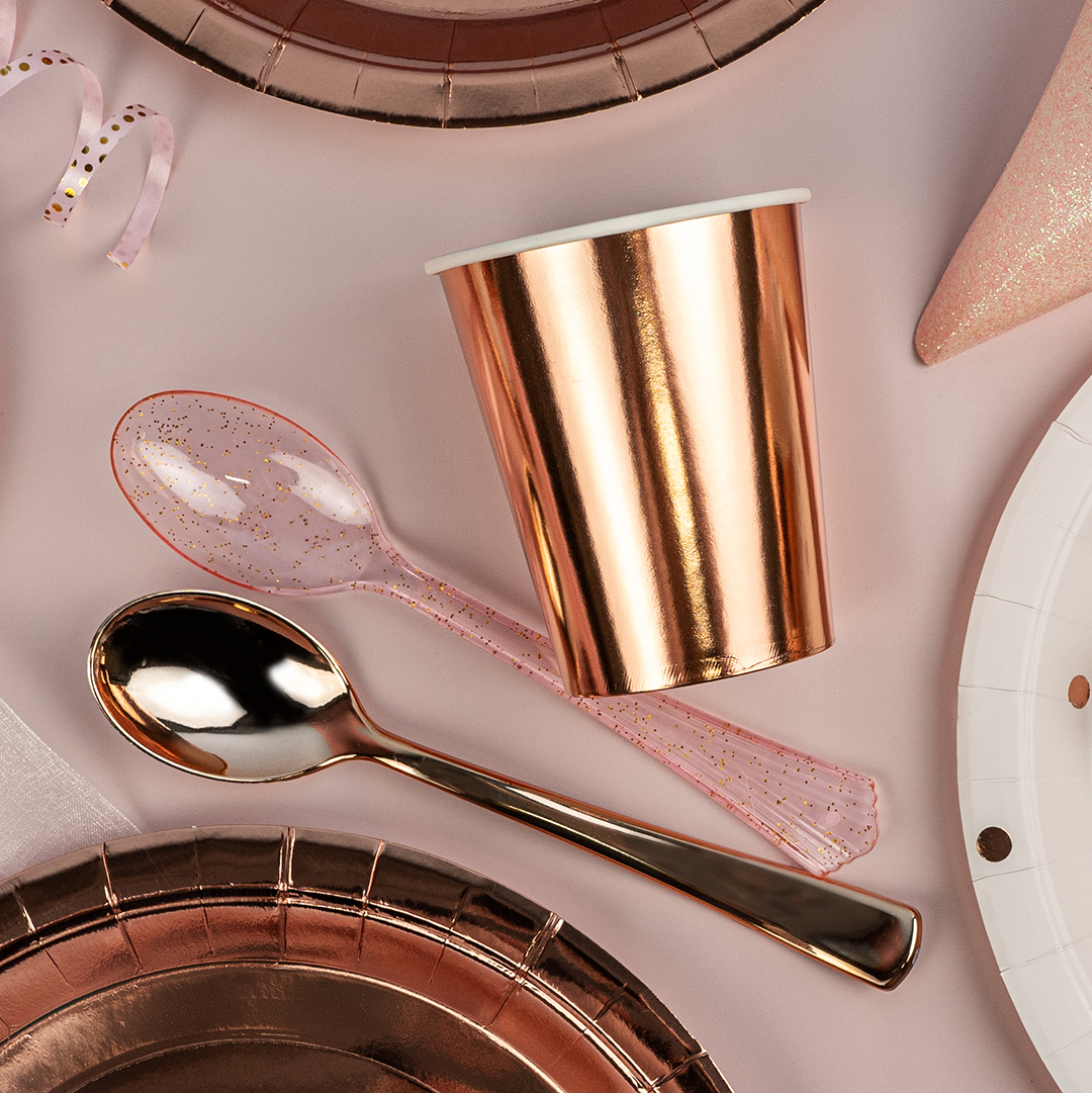 Ложки, Розовое Золото, Металлик, 17 см, 10 шт. в упак. 