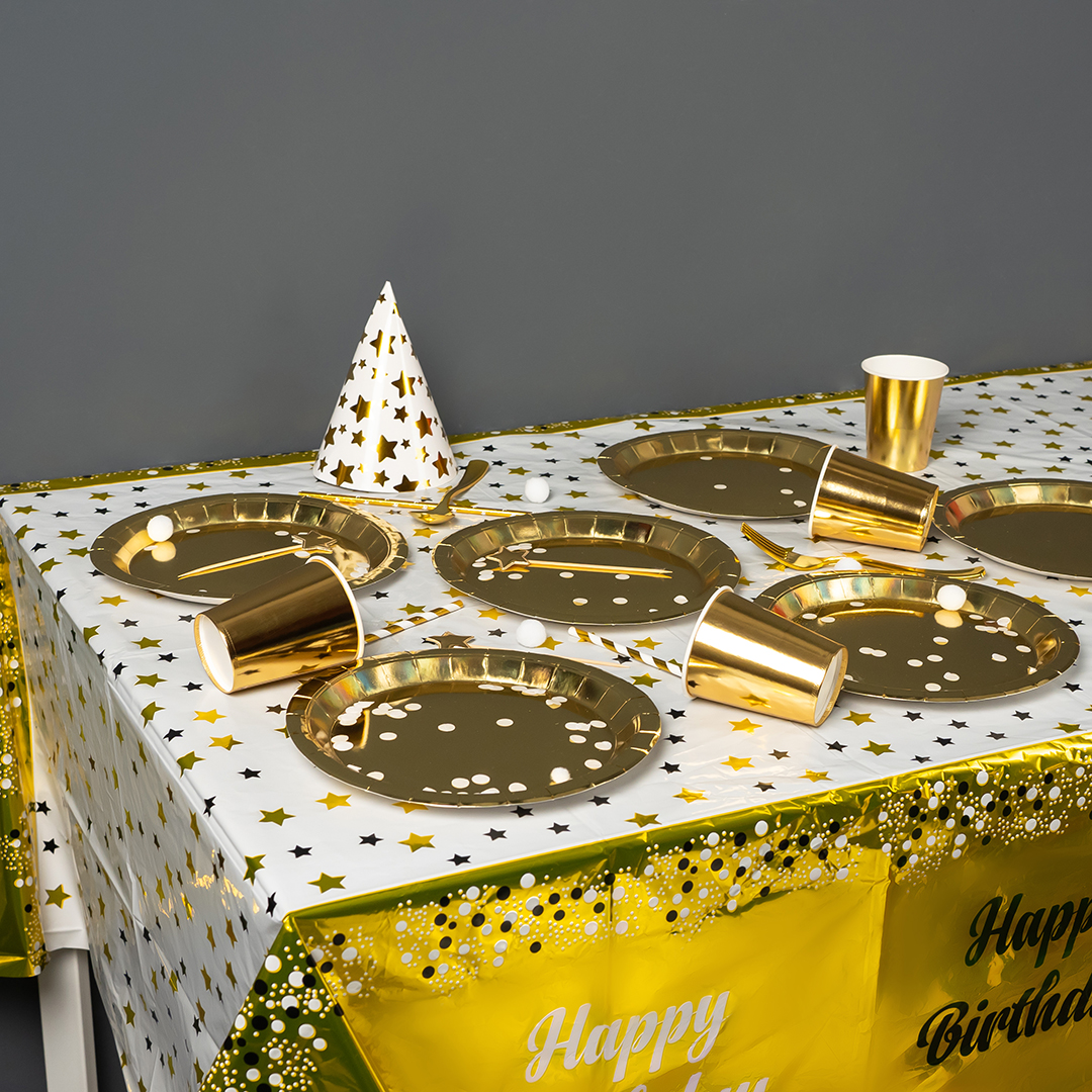 Тарелки (9''/23 см) Золото, Металлик, 6 шт.