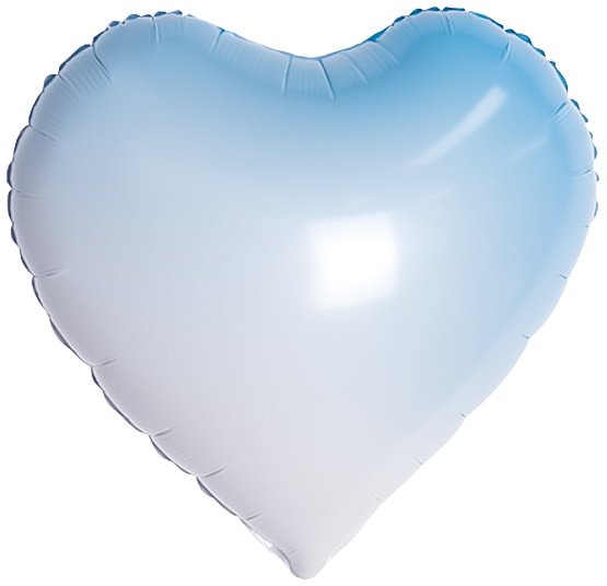 Шар (18''/46 см) Сердце, Белый/Голубой, Градиент, 1 шт.