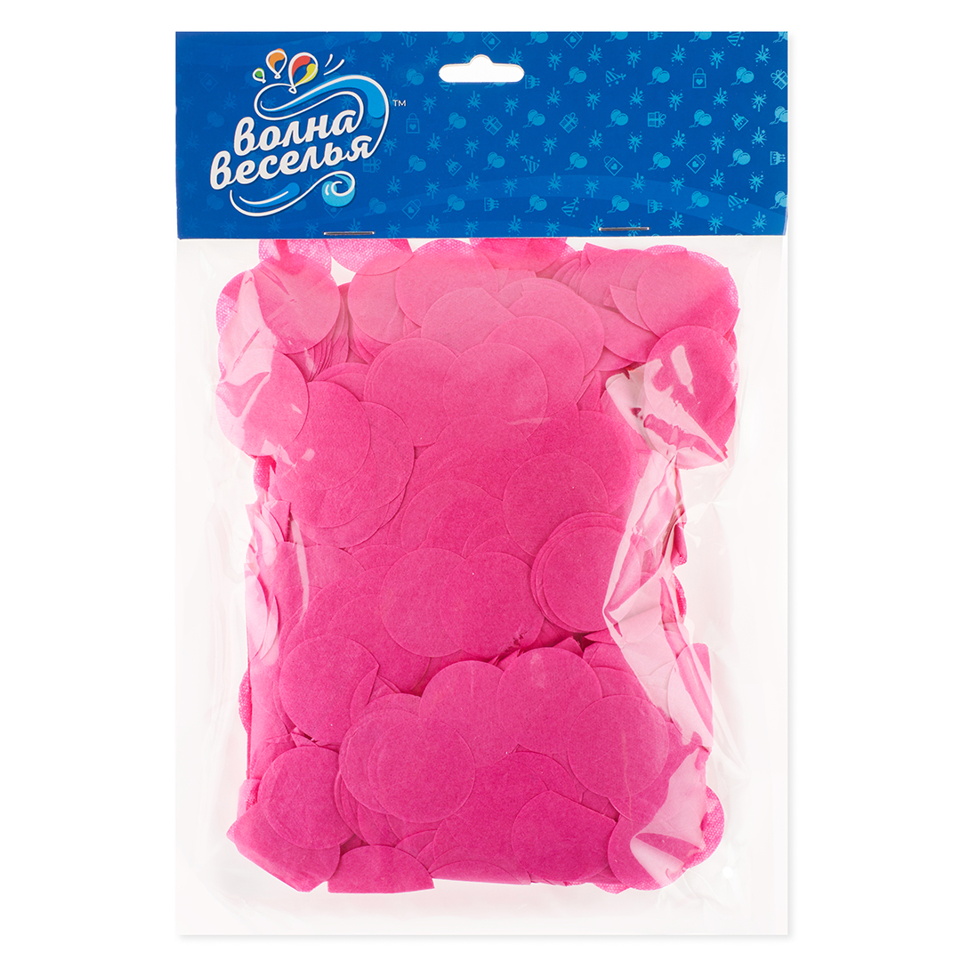 Конфетти тишью Круг, Ярко-розовый, 2,5 см, 50 г.