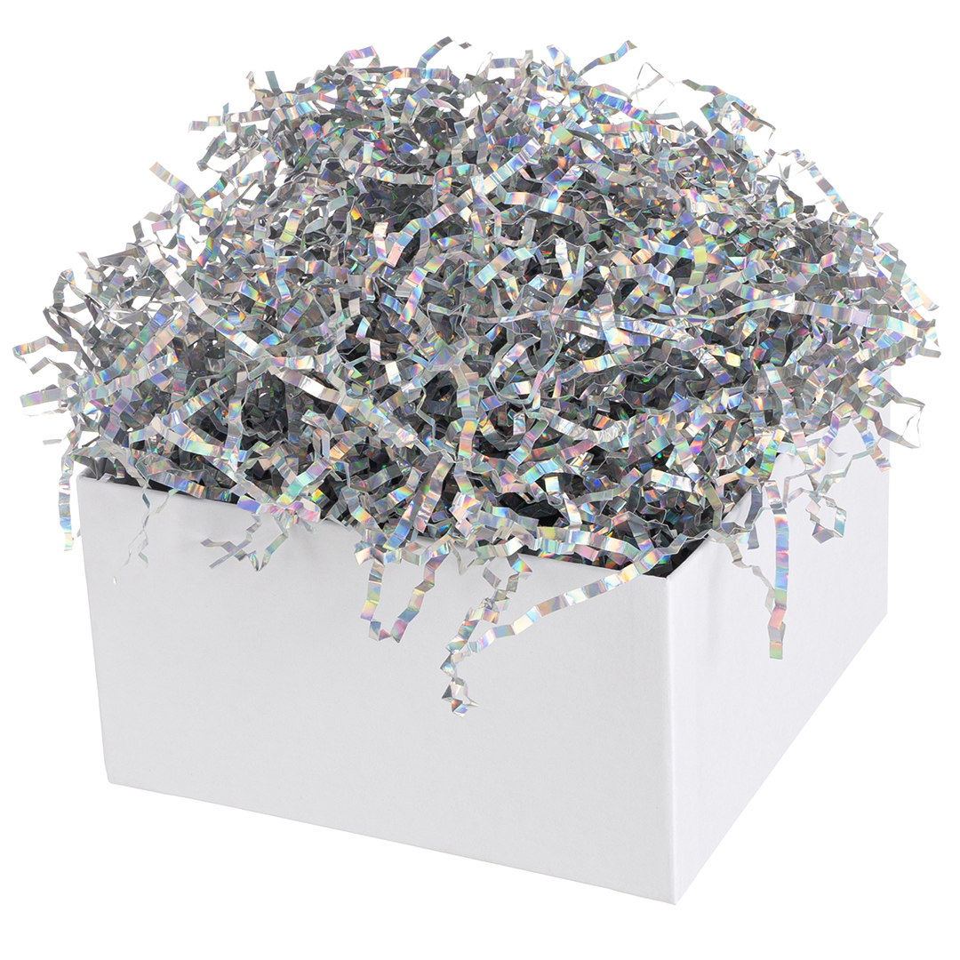 Наполнитель для коробок, Подарочная Классика, ПП, Серебро, Голография, 50 г.