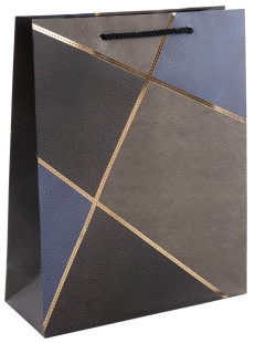 Пакет подарочный, 210гр, Геометрия, Золотые линии, Дизайн №2, Металлик, 23*18*8 см, 1 шт.