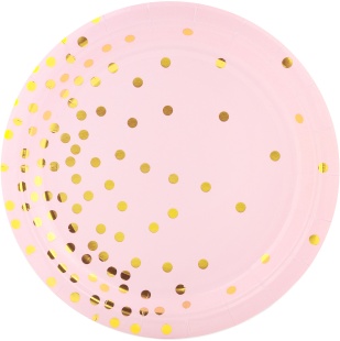 Тарелки (7''/18 см) Конфетти, Розовый/Золото, Металлик, 6 шт.