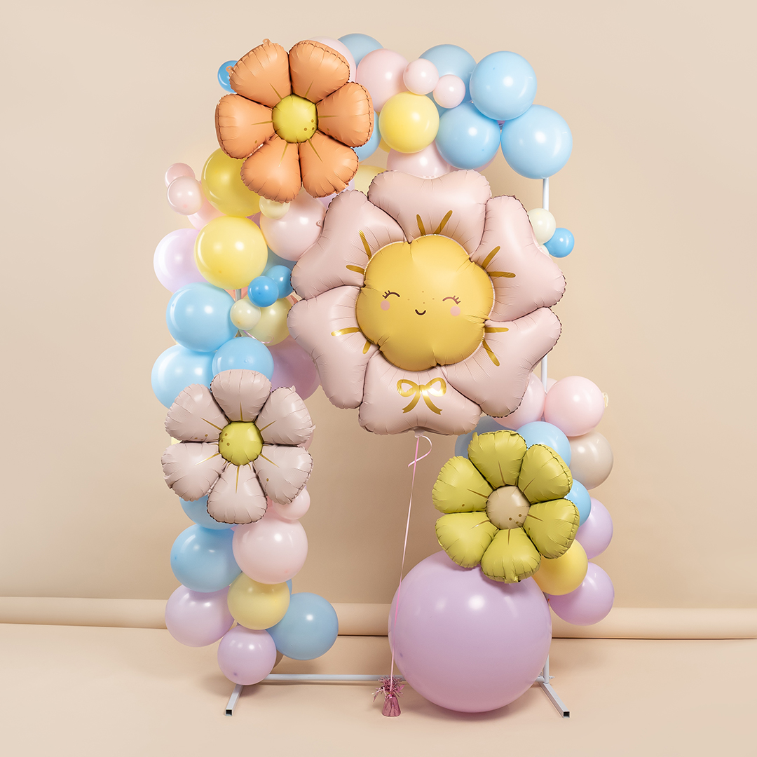 Шар (41''/104 см) Цветок, Солнышко, Розовый, Сатин, 1 шт.