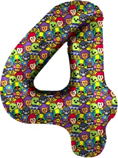 Шар (34''/86 см) Цифра, 4 Game Party, 1 шт. в уп.