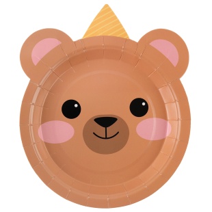 Тарелки (7''/18 см) Объемные Ушки, Мишка, 6 шт.