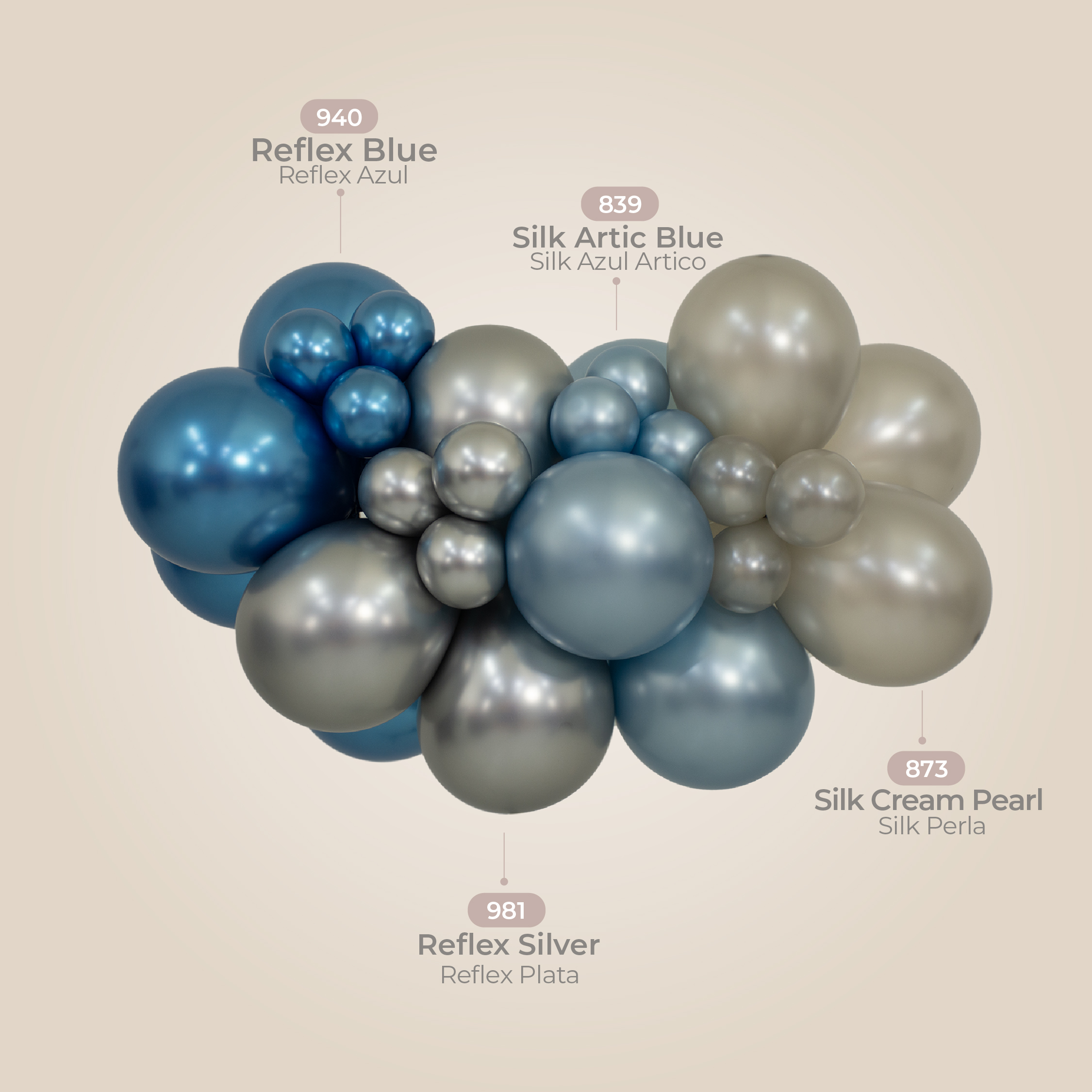 Шар (24''/61 см), Кремовый жемчуг  (873), шелк, 3 шт.
