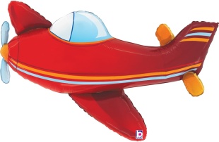 Шар (37''/94 см) Фигура, Самолет, Красный, 1 шт. в уп.