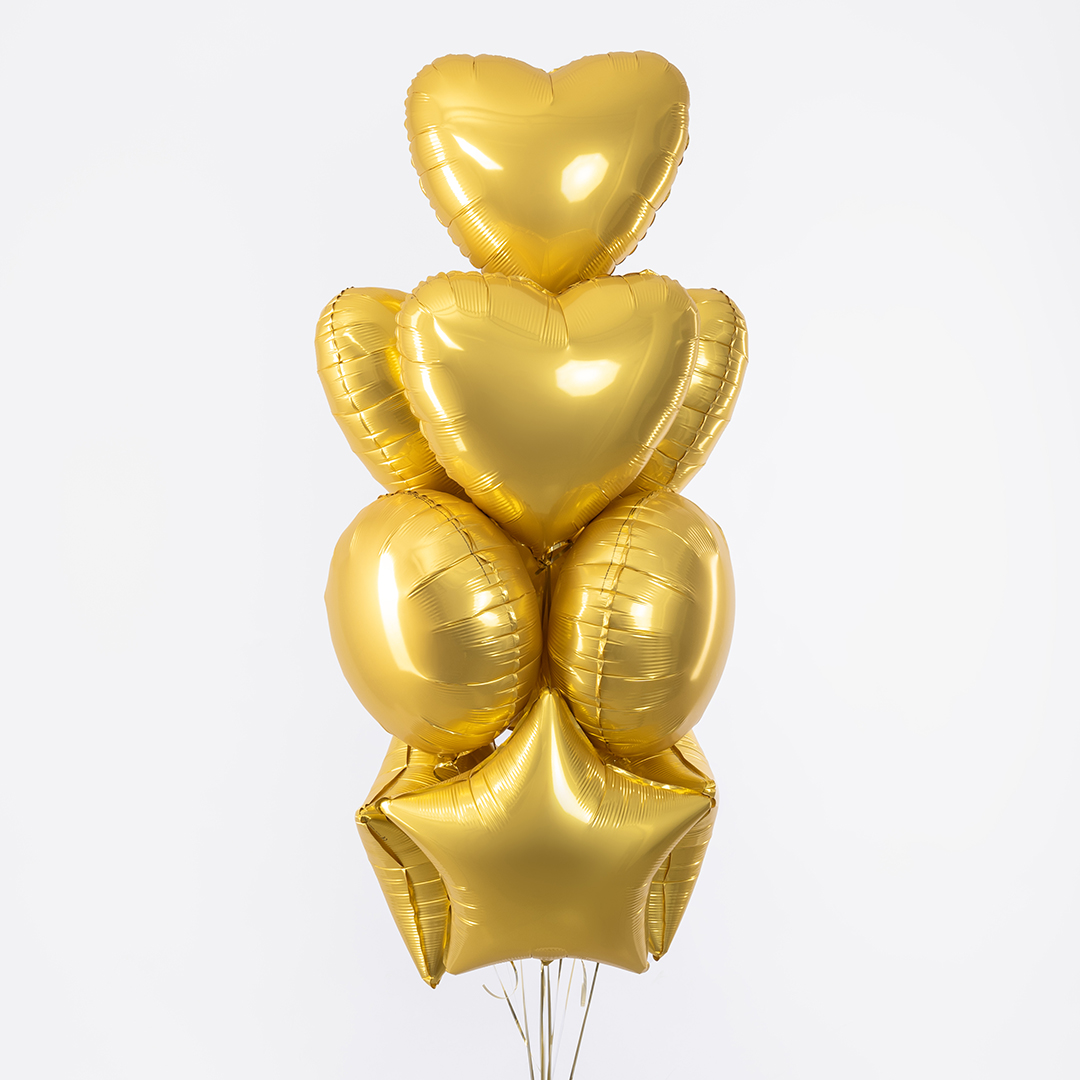 Шар (18''/46 см) Звезда, Золото, Сатин, 1 шт.