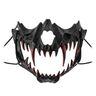 Карнавальная маска, Звериный оскал, Черный/Красный, 17*14 см, 1 шт. 
