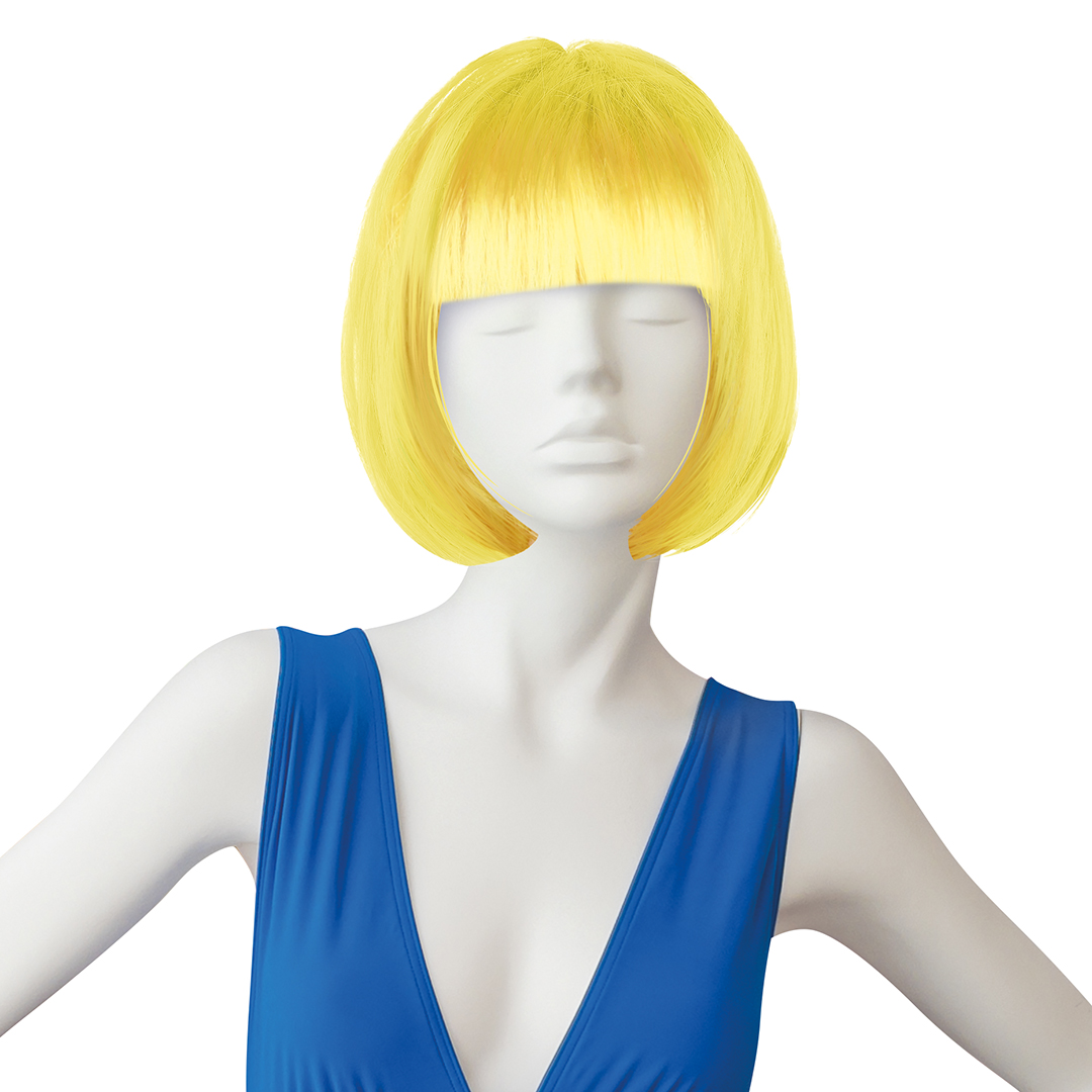 Парик карнавальный, 110 гр, Каре, Желтый, 1 шт. в упак. 