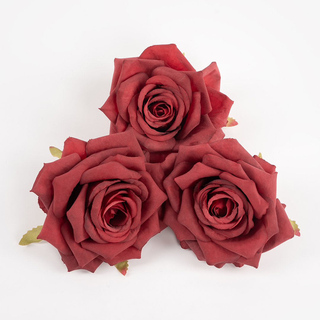 Роза (бутон), искусственная, Красный, 9 см, 3 шт. в упак. 