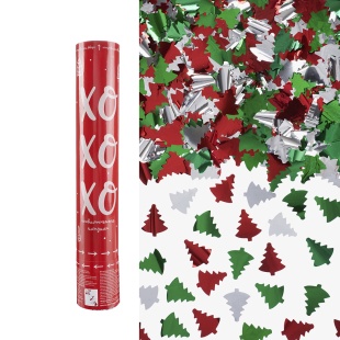 Пневмохлопушка (12/30 см), Новогодняя, Елочки фольга, Ассорти, Металлик, 1 шт.