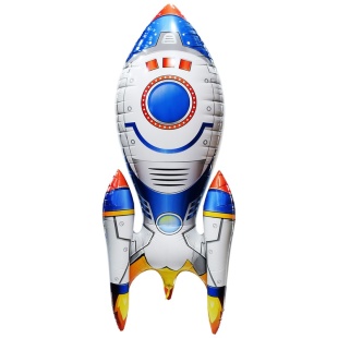 Шар 3D (22''/56 см) Фигура на подставке, Космическая ракета, 1 шт. в уп.