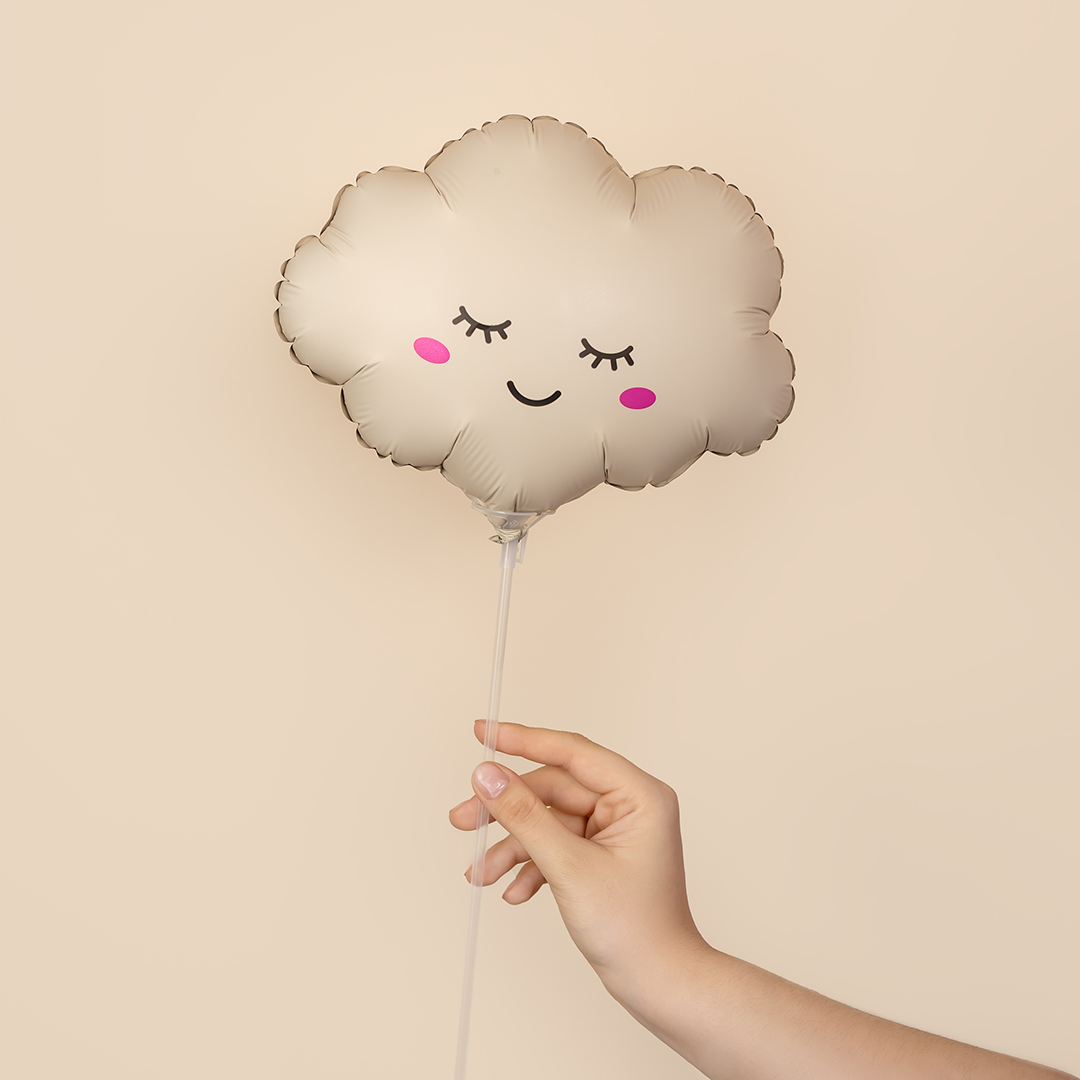 Шар (11''/28 см) Мини-фигура, Облако, Кремовый, Матовый, 1 шт.