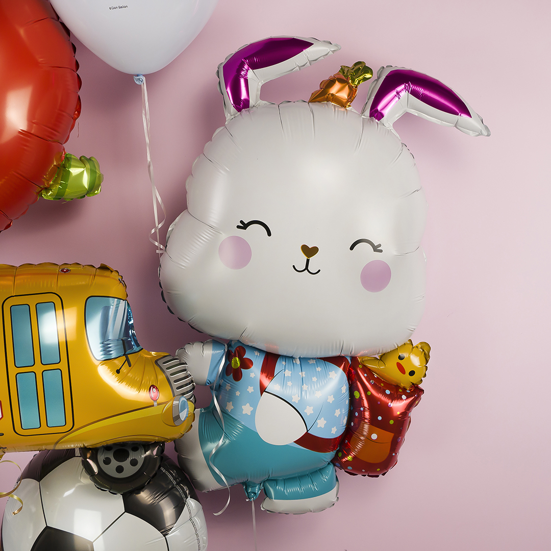 Шар (39''/99 см) Фигура, Зайка с рюкзачком, 1 шт.