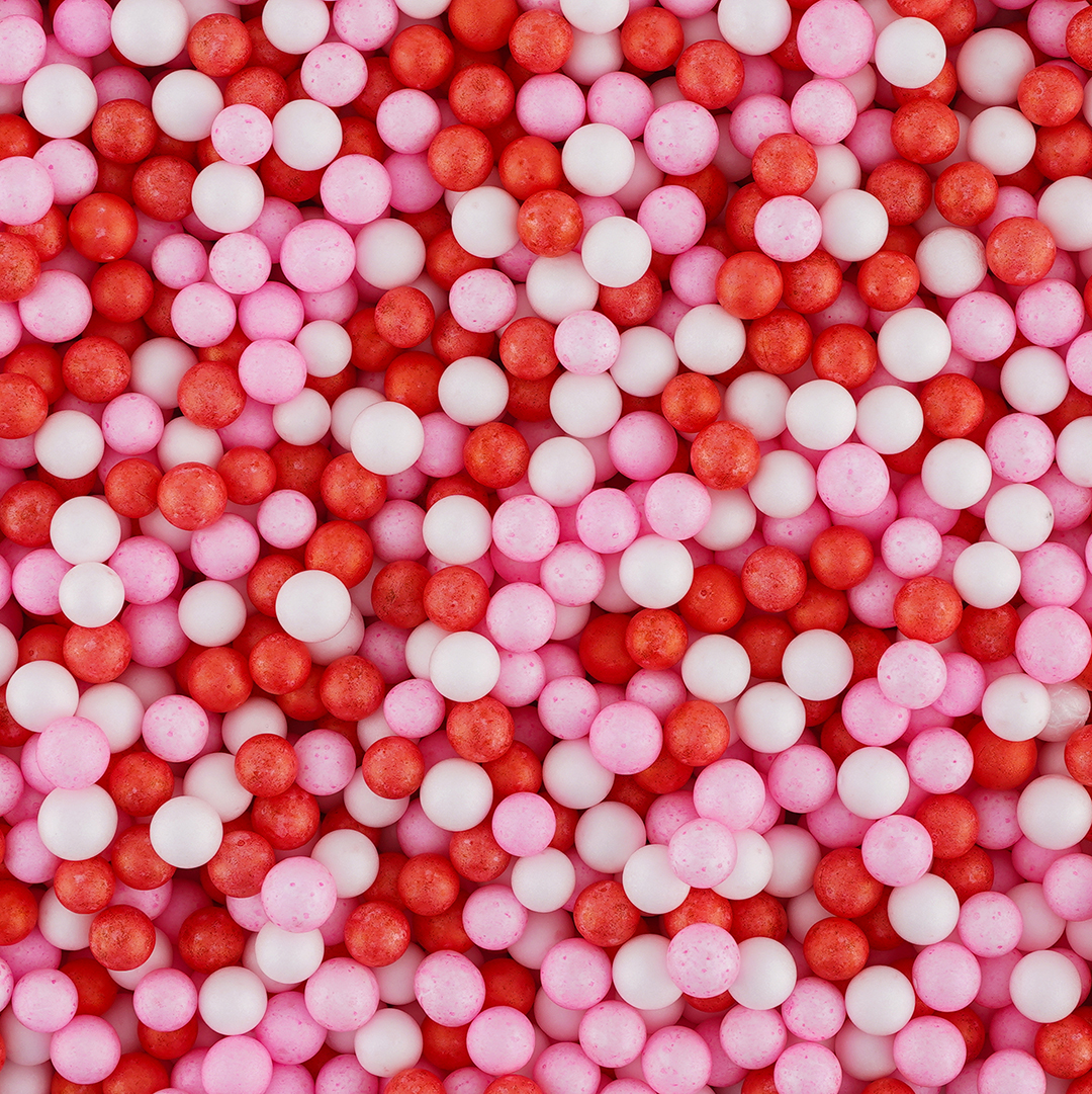 Шарики пенопласт, Цветной микс, Красный/Розовый, 6-8 мм, 10 гр.