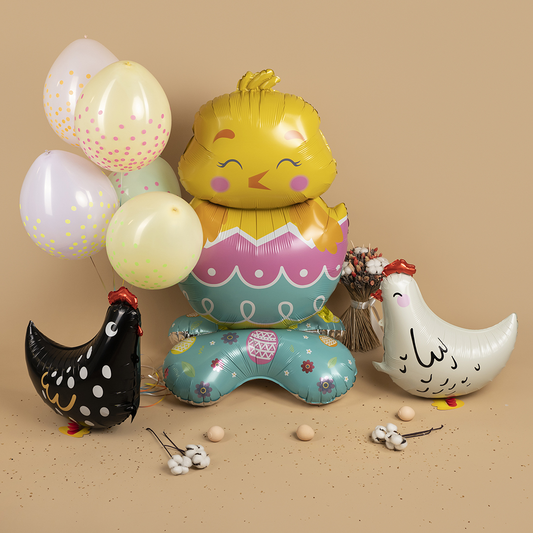 Шар 3D (23''/58 см) Ходячая Фигура, Курица, Черный, 1 шт.