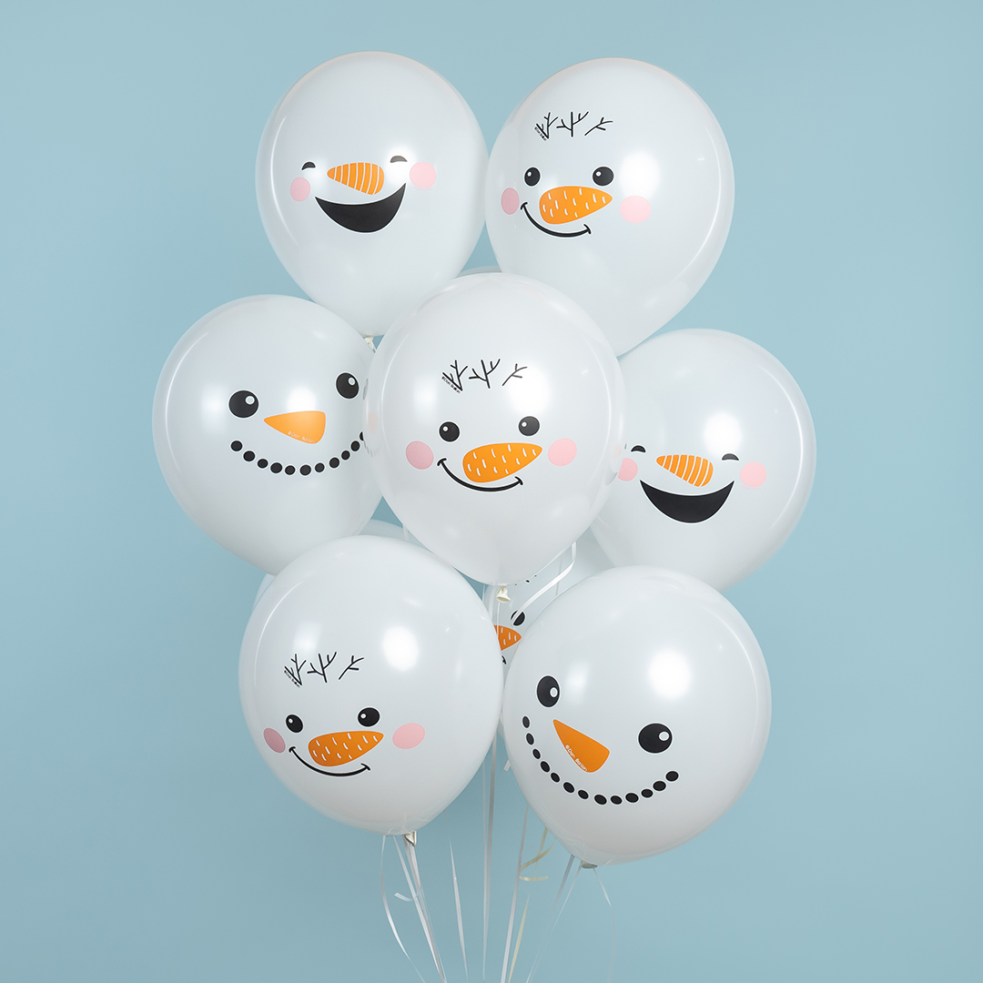 Шар (12''/30 см) Снеговики, Белый, пастель, 1 ст, 25 шт.