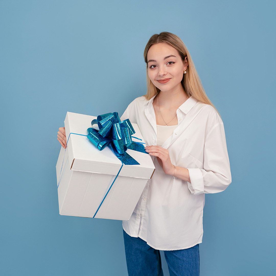 Бант Шар, Голубой, Голография, 21 см, 1 шт. в упак. 