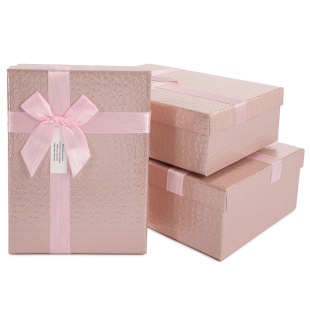 Набор коробок Кожа крокодила, Нежно-розовый, Металлик, 29*21*9,5 см, 3 шт. в упак. 