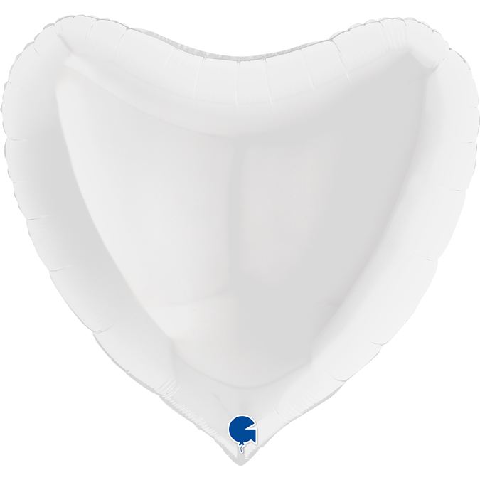 Шар (36''/91 см) Сердце, Белый, 1 шт. в уп.