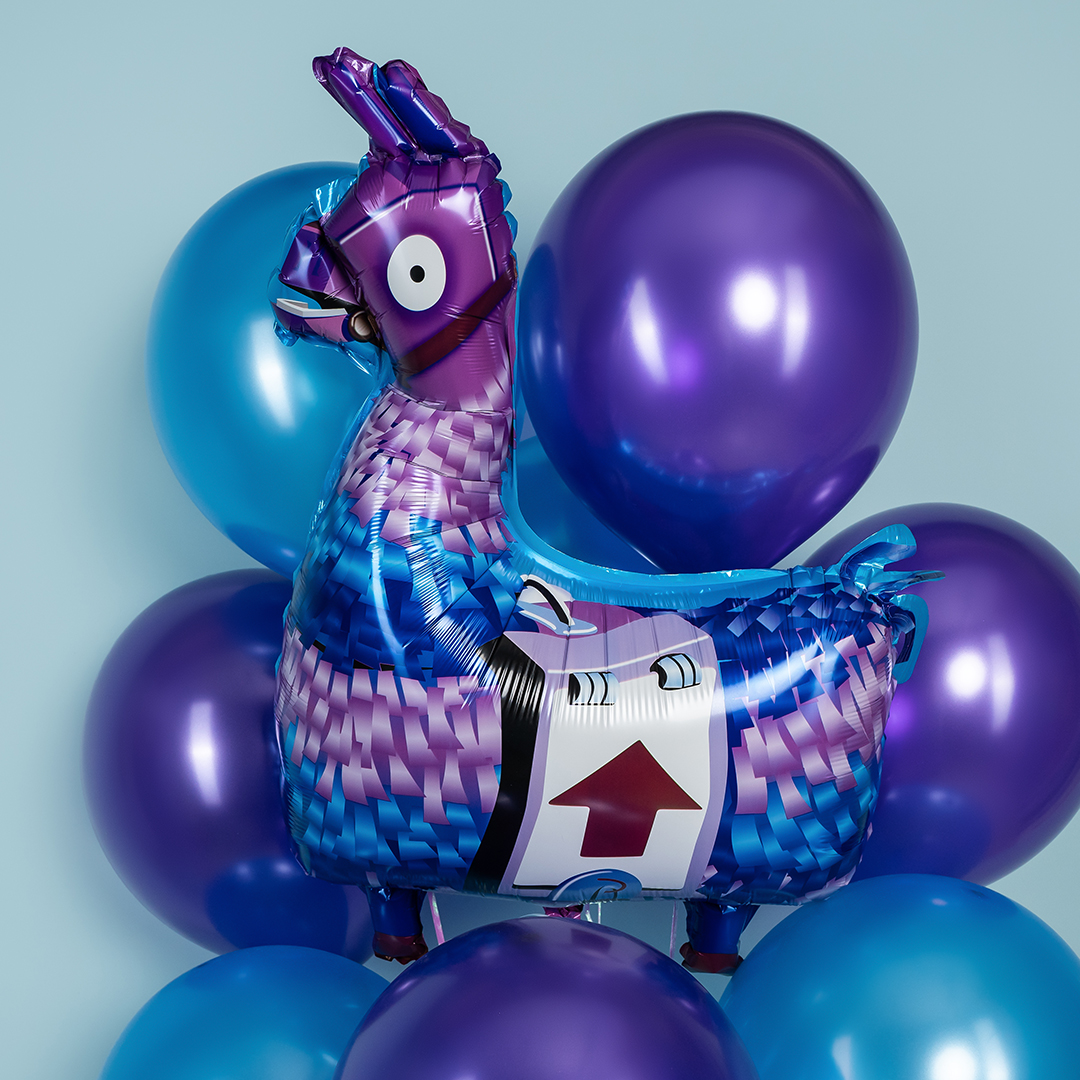 Шар (30''/76 см) Фигура, Лама с припасами, Сиреневый, 1 шт.