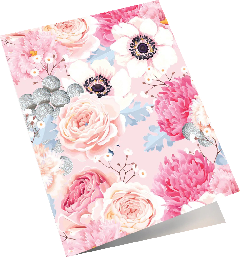 Мини - открытка, Нежные цветы, 6,5*8 см, 10 шт.