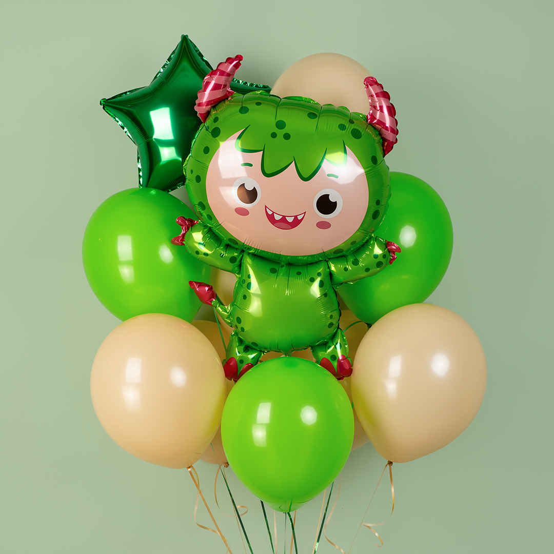 Шар (34''/86 см) Фигура, Маленький чертенок, Зеленый, 1 шт.