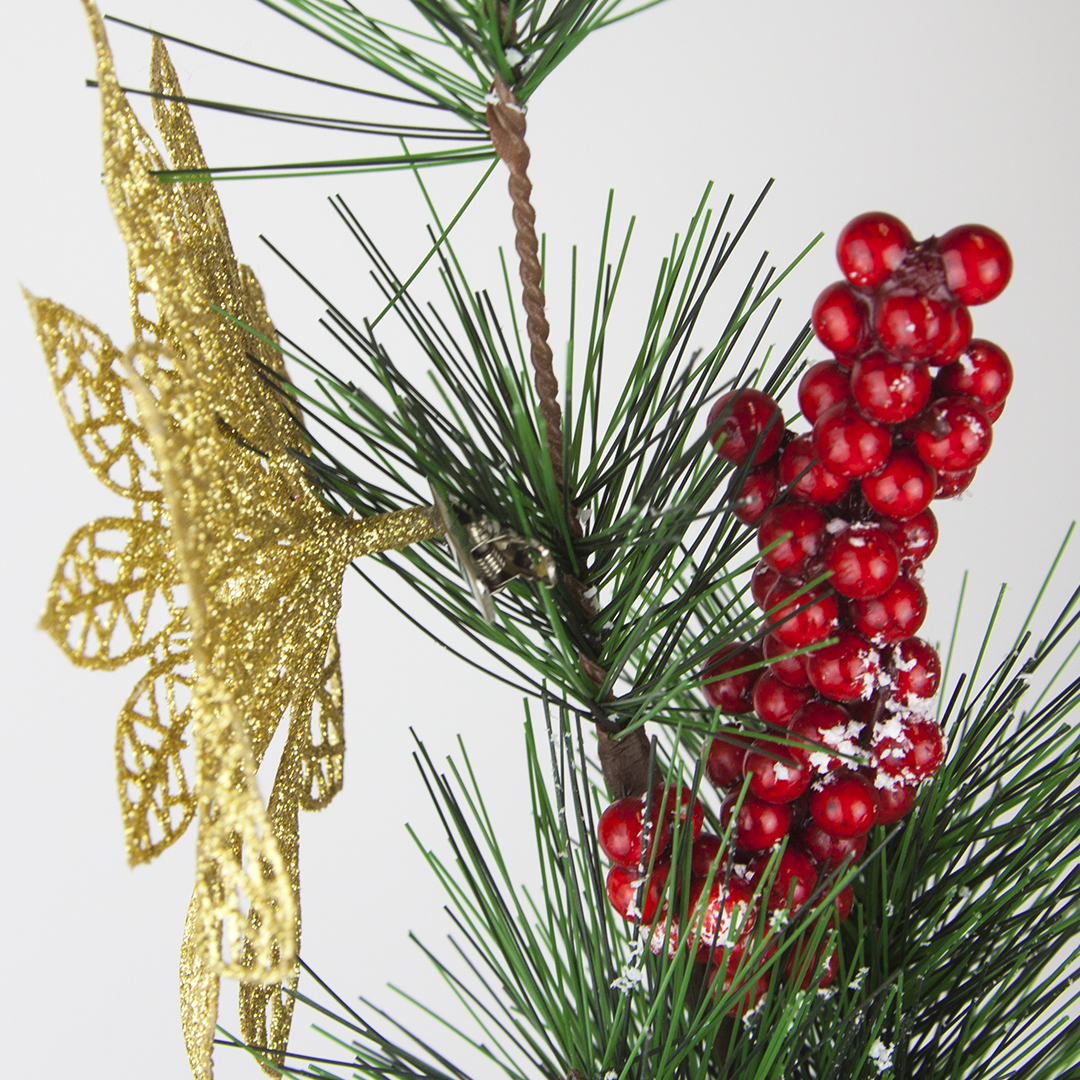 Цветок Пуансеттия, на клипсе, 14 см. Золото, с блестками, 2 шт.