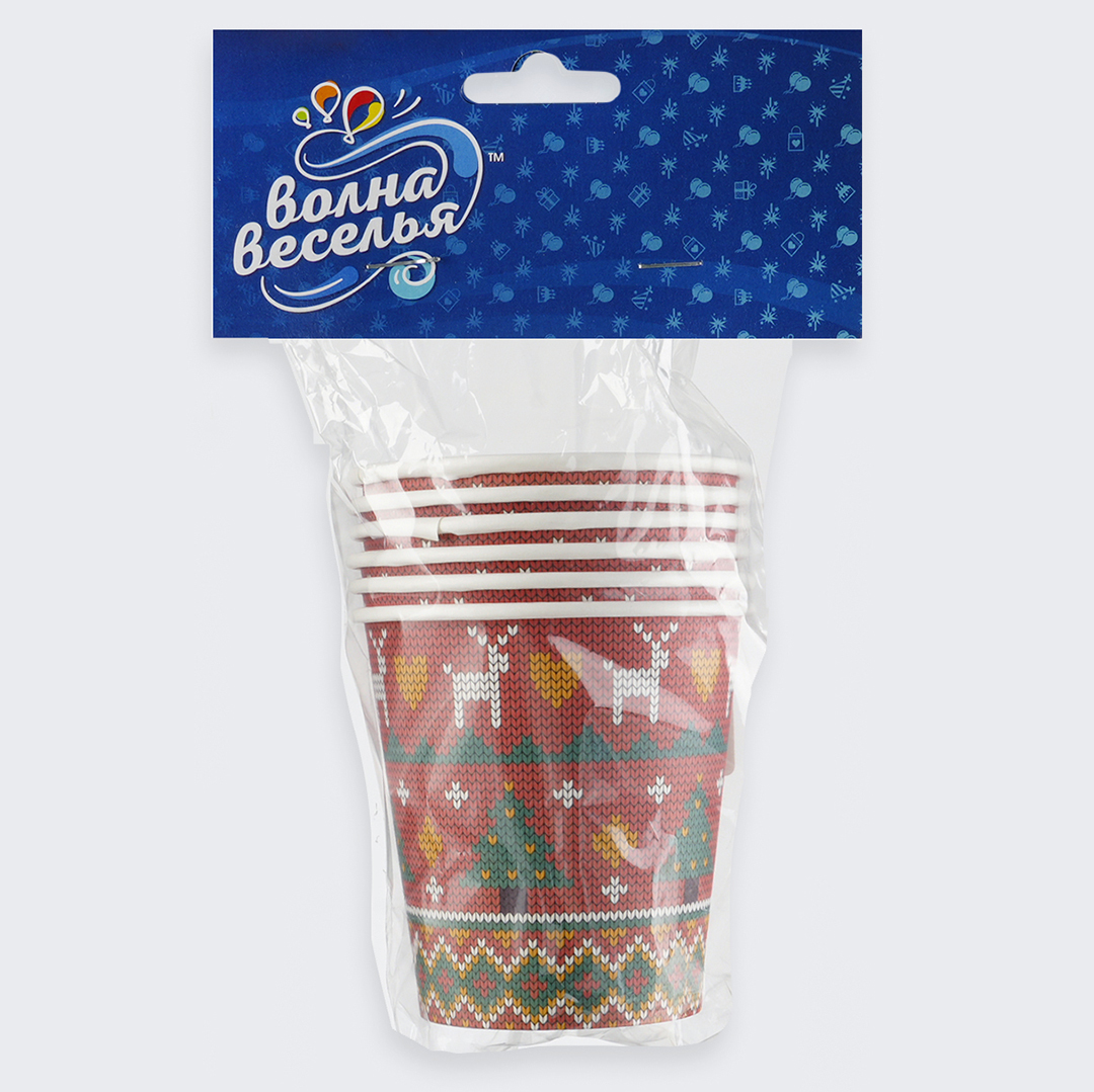 Стаканы (250 мл) Новогодний орнамент, 6 шт.