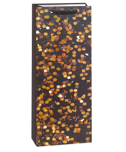 Пакет подарочный для вина, 210гр, Сверкающий праздник, Дизайн №1, с блестками, 36*12*9 см, 1 шт.