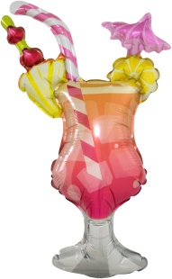 Шар с клапаном (17''/43 см) Мини-фигура, Коктейль со льдом, 5 шт. в уп. (цв.этик.)