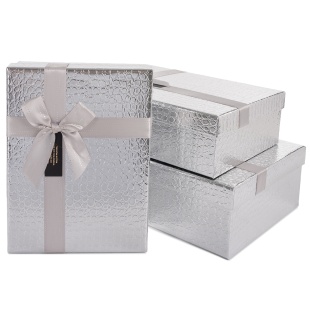 Набор коробок Кожа крокодила, Серебро, Металлик, 29*21*9,5 см, 3 шт. в упак. 