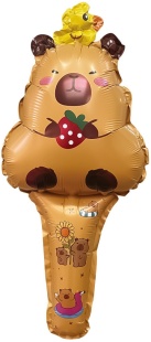 Шар ручной, с клапаном (20''/51 см) Фигура, Капибара с ягодкой, 5 шт. в уп. (цв.этик.)