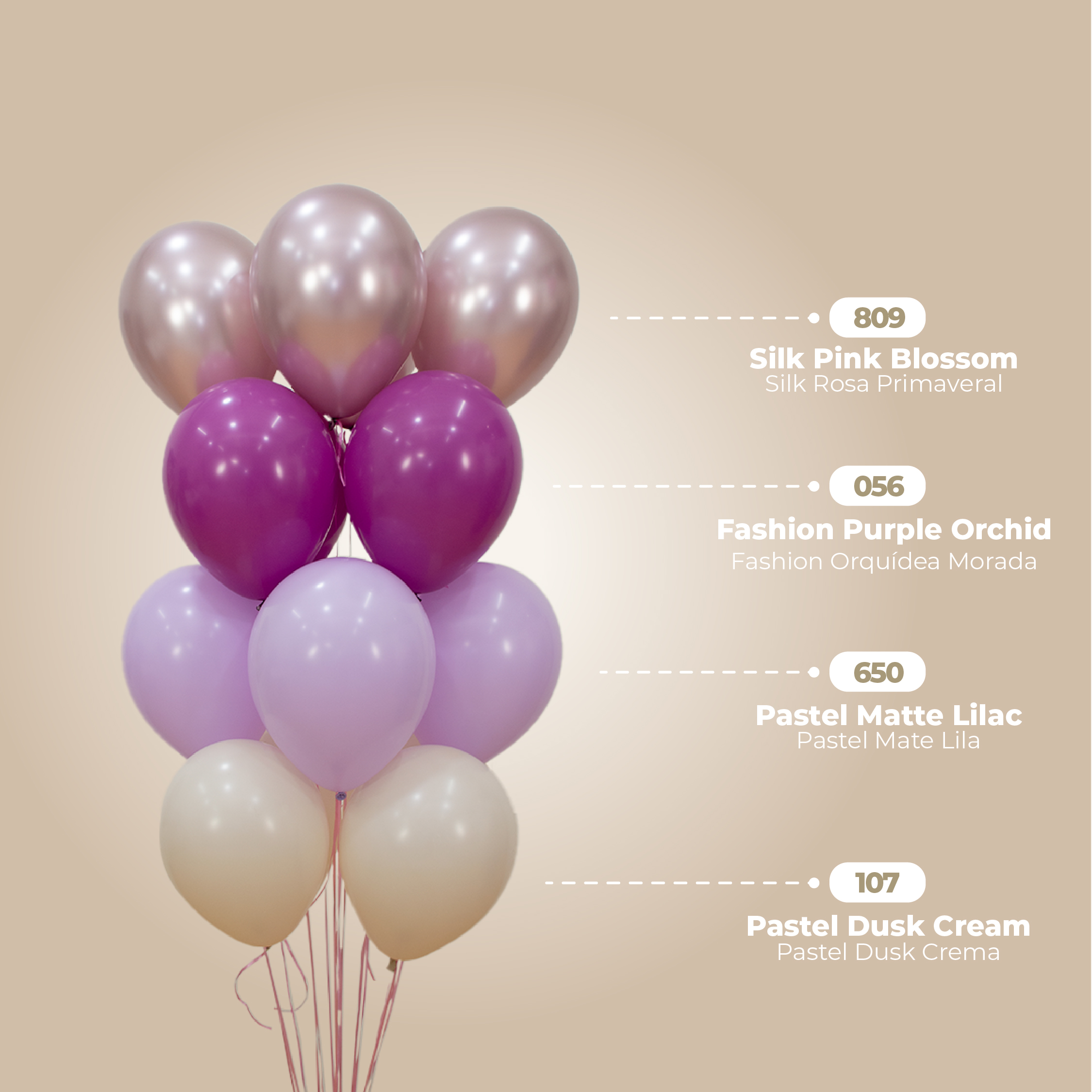 Шар (12''/30 см), Розовый цветок (809), шелк, 12 шт.