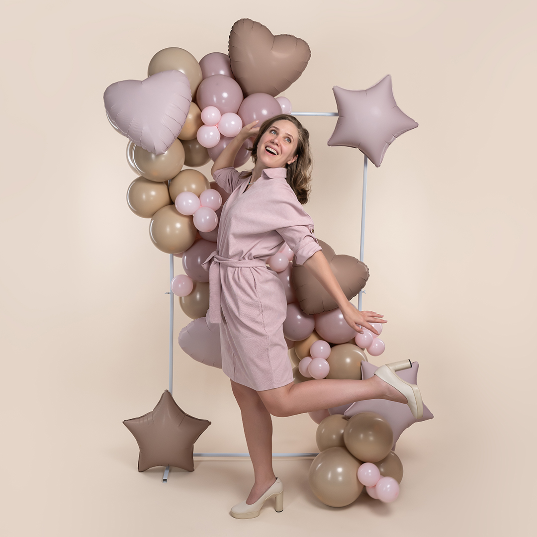 Шар (18''/46 см) Сердце, Пыльная роза, Сатин, 1 шт.