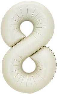 Шар с клапаном (16''/41 см) Мини-цифра, 8, Белый песок, Сатин, 1 шт.